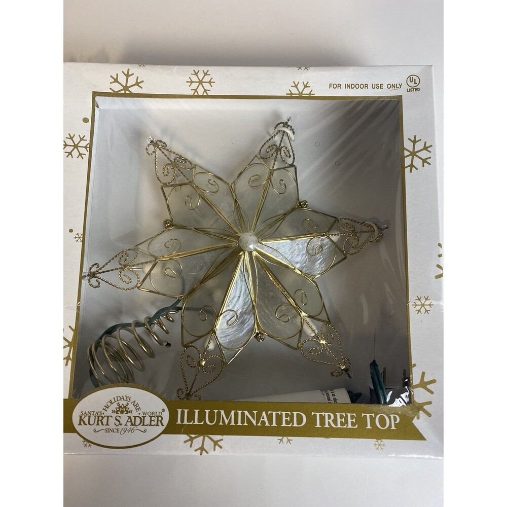 Kurt S. Adler Kurt Adler 10-Light 6-Point Capiz Star Christmas Tree Treetop New